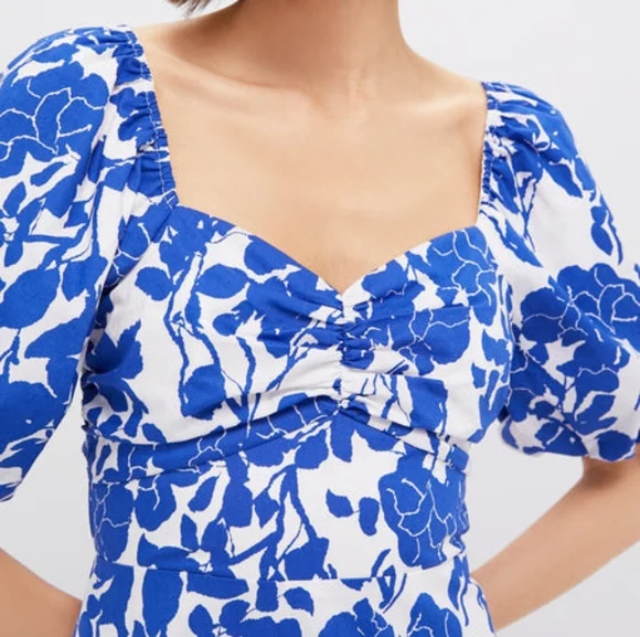 Hyacinth House Blue Floral Seaport Midi Dress Hyacinth House Blue Floral Seaport Midi Dress